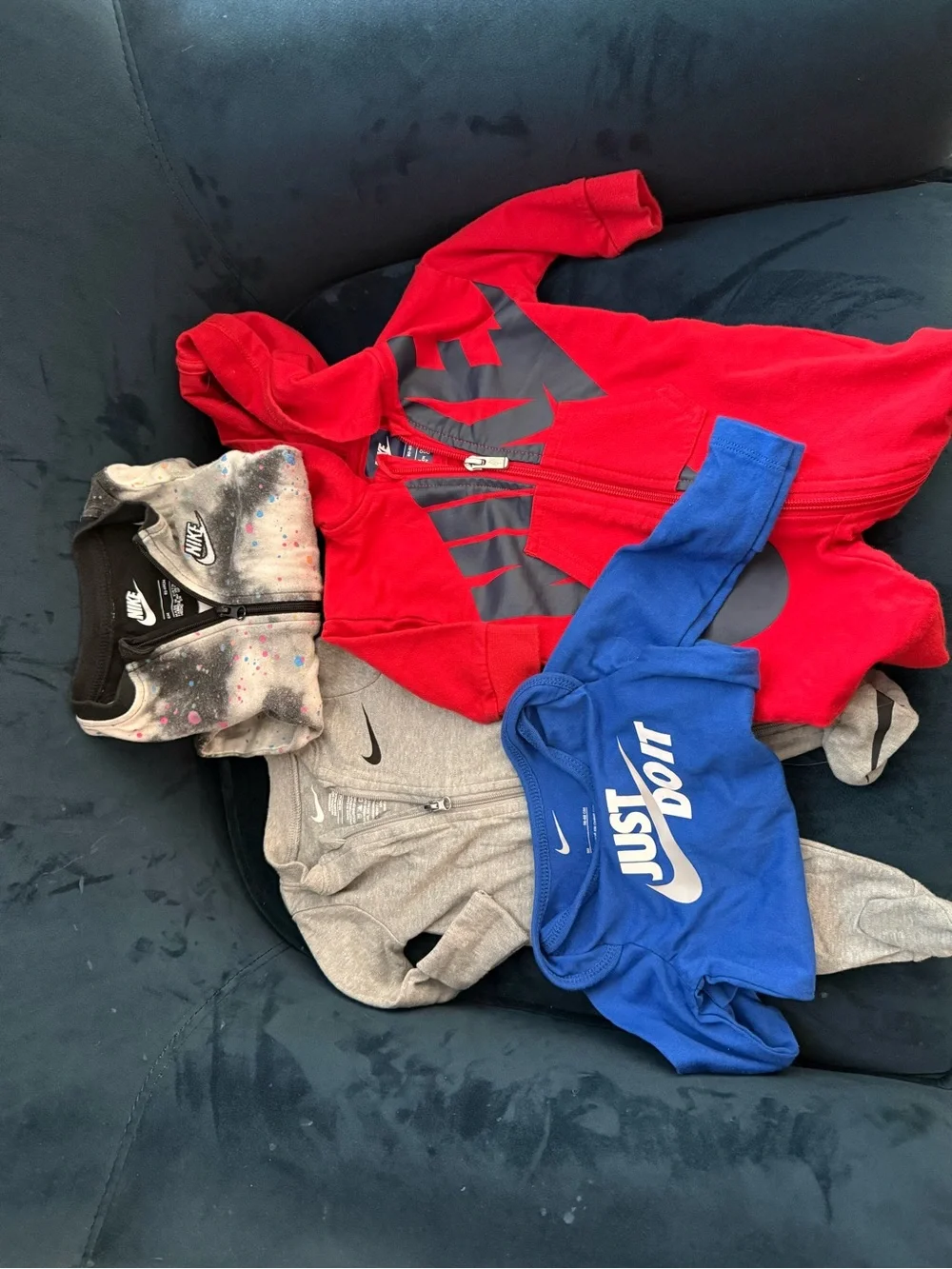 Nike Kids Red and Blue Bodysuit & Tops Set with Gray and Black Accents
